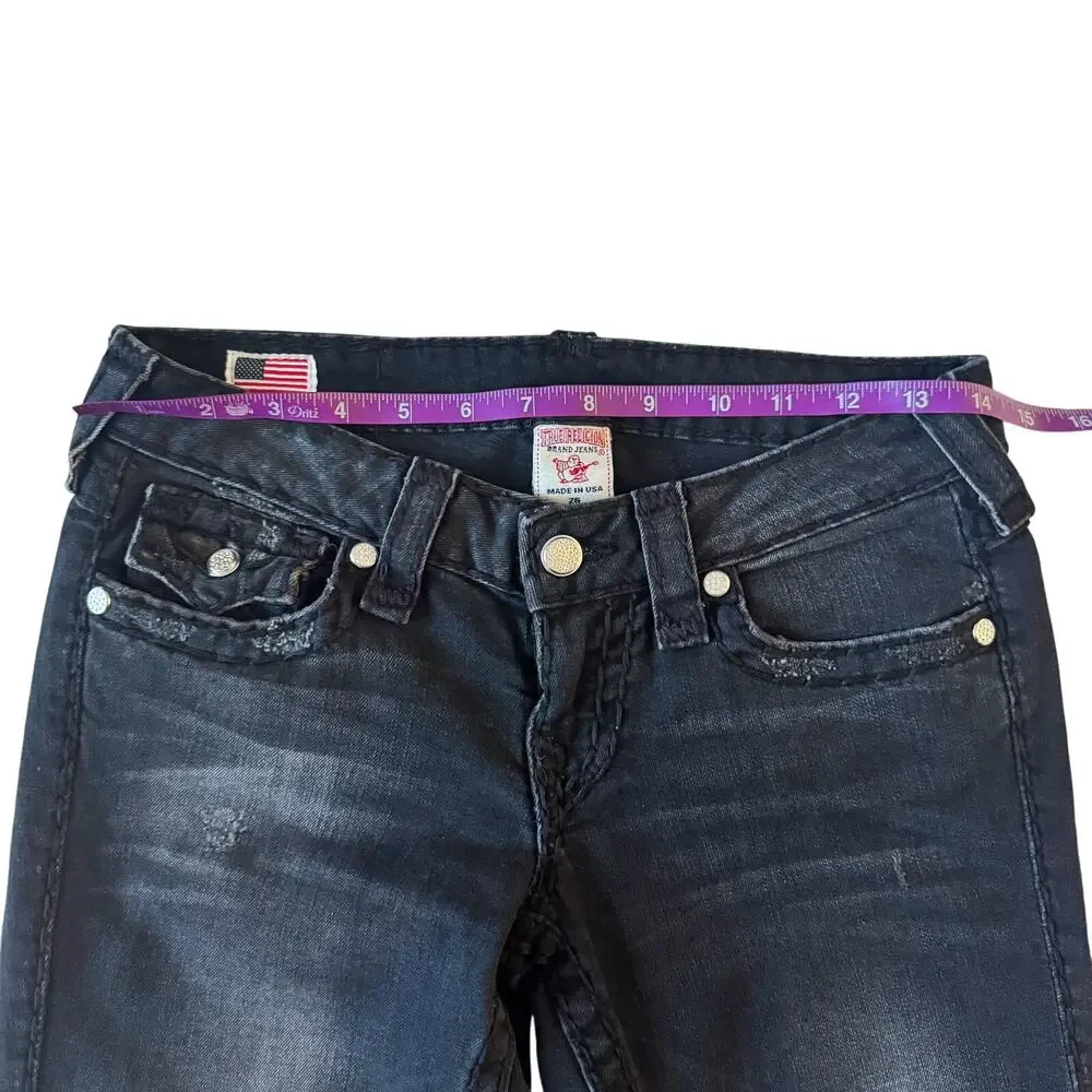 VTG True Religion Jeans Skinny Women’s 26 Black Julie Super T Vintage Biker‎ Y2K - Picture 9 of 15